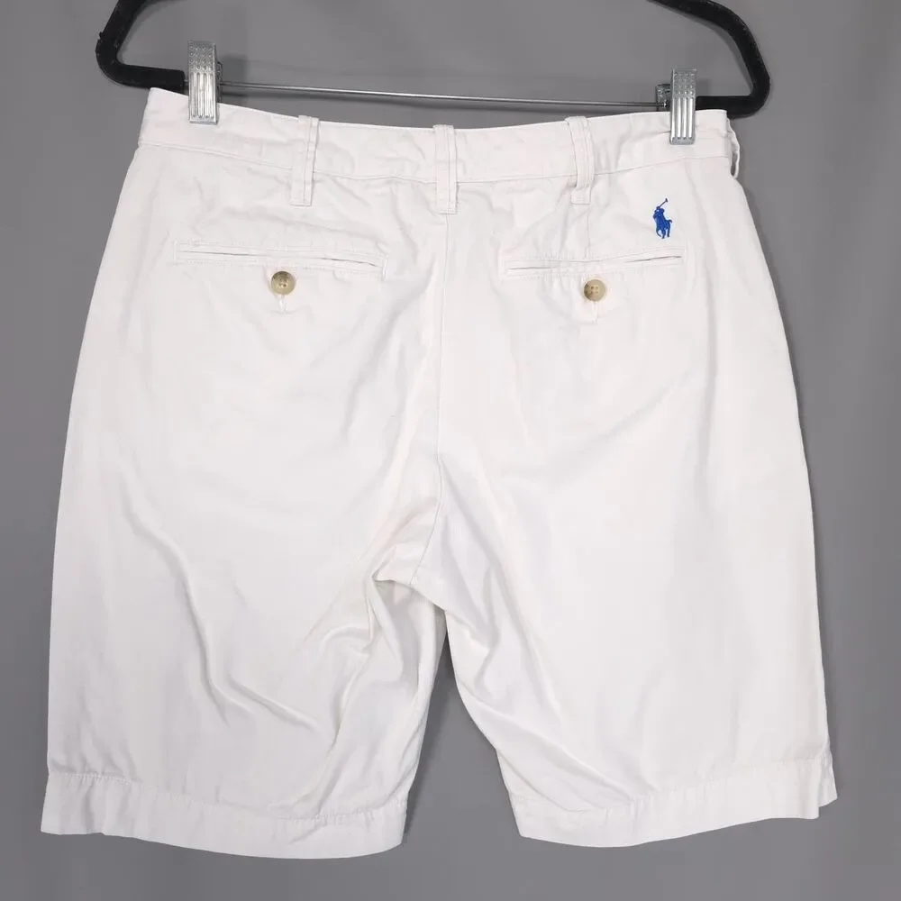 POLO RALPH LAUREN Women's Chino Bermuda Shorts 6 White 100% Cotton